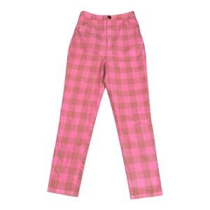 Collectif Vintage retro pink plaid high waisted pants size small